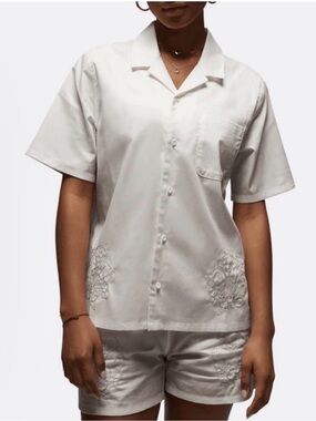 Jordan White Short-Sleeve Button Down Shirt